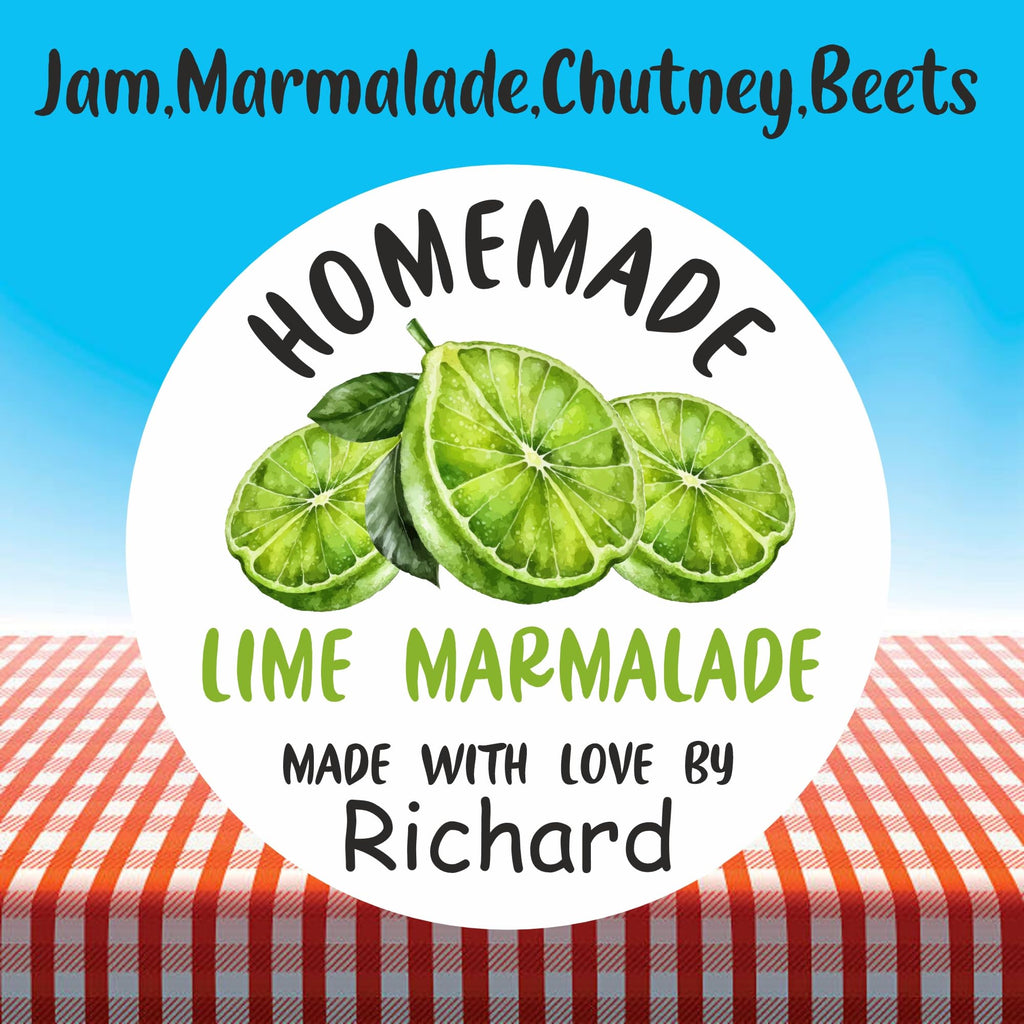 39 Personalised Lime Marmalade Jar Labels, Stickers