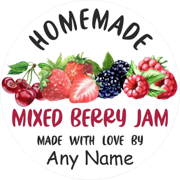 39 Mixed Berry Personalised Jam Jar Labels, Stickers