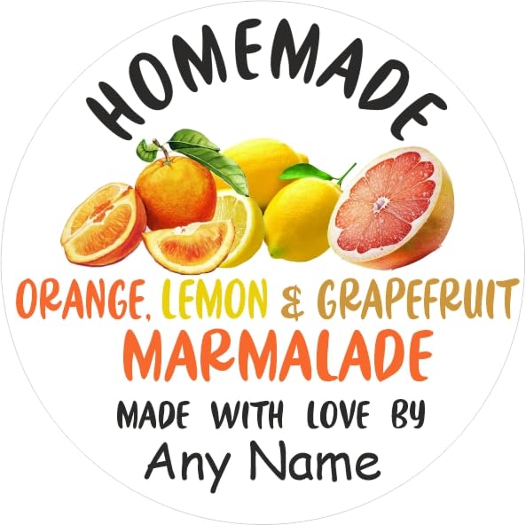 39 Personalised Orange Lemon & Grapefruit Marmalade Jar Labels, Stickers