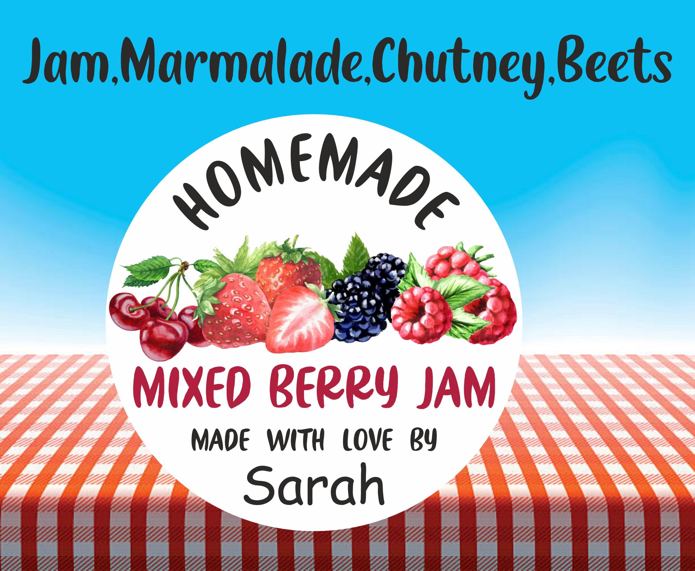 39 Mixed Berry Personalised Jam Jar Labels, Stickers