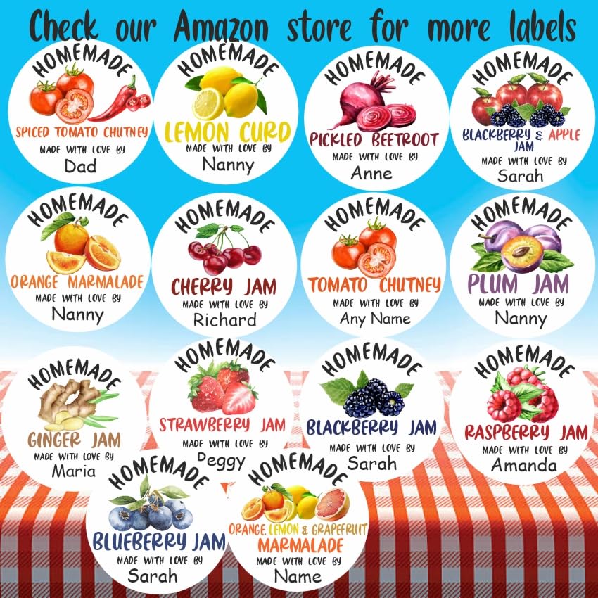 39 Mixed Berry Personalised Jam Jar Labels, Stickers