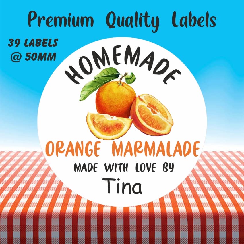 39 Personalised Orange Marmalade Jar Labels, Stickers
