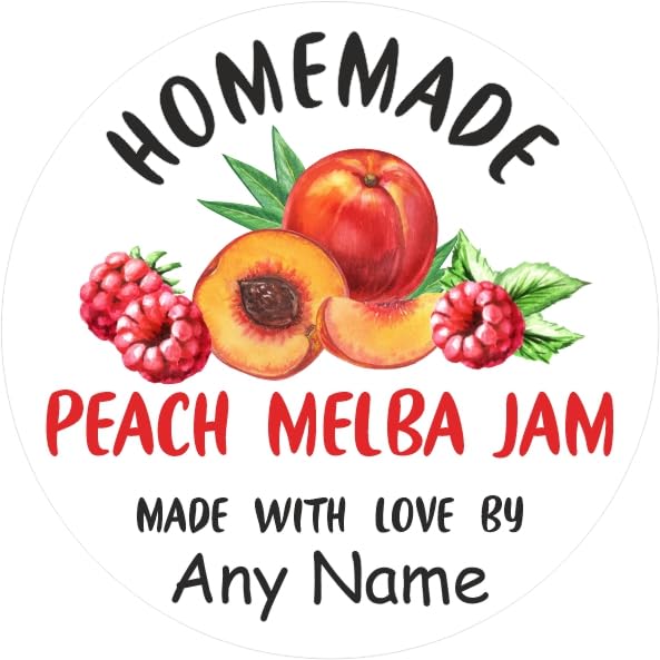 39 Personalised Peach Melba Jam Jar Labels, Stickers