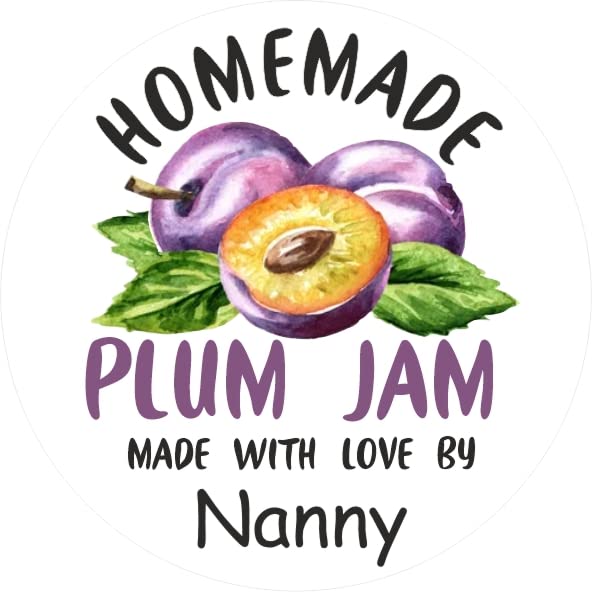 39 Personalised Plum Jam Jar Labels, Stickers