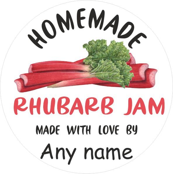 39 Personalised Rhubarb Jam Jar Labels, Stickers
