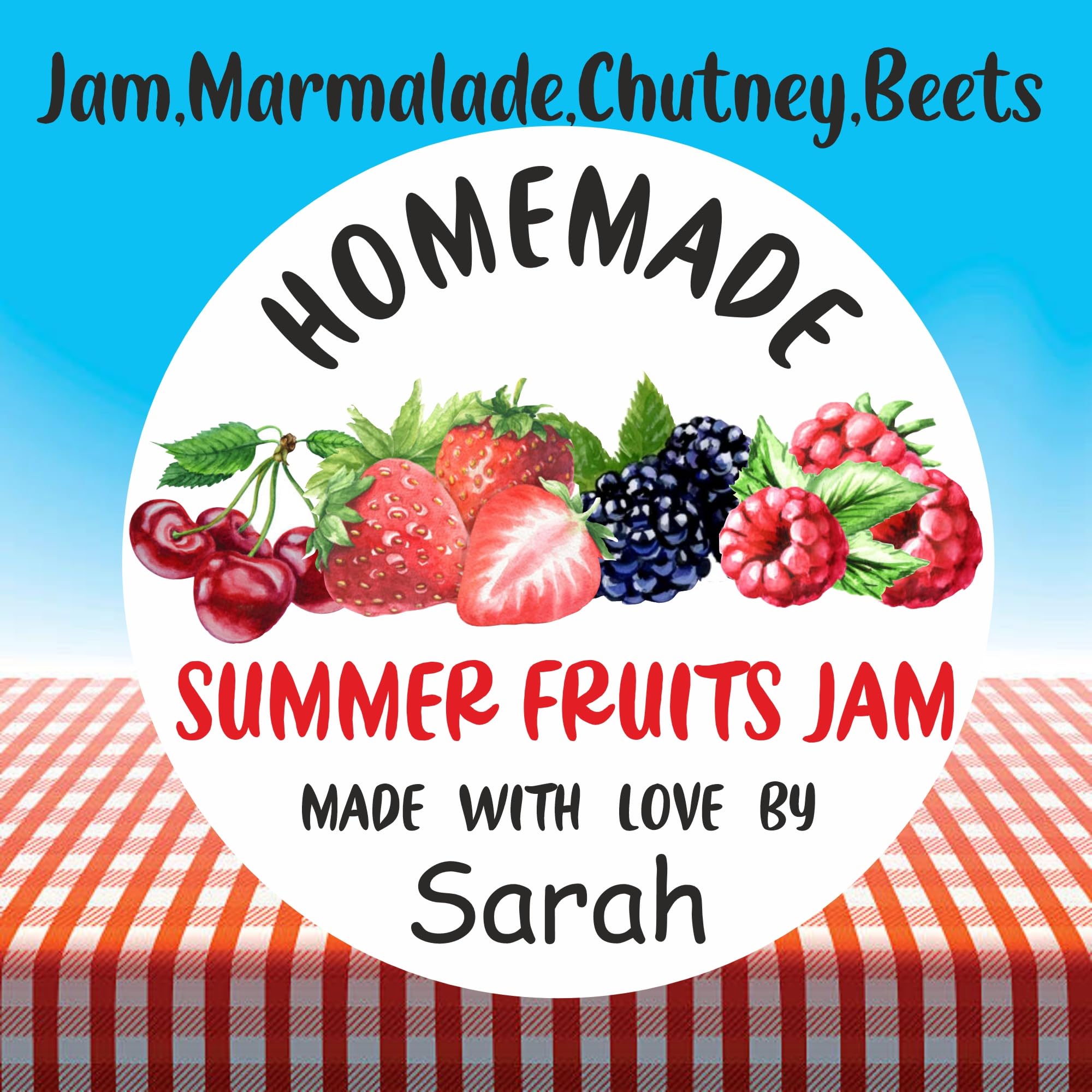 39 Personalised Summer Fruits Jam Jar Labels, Stickers