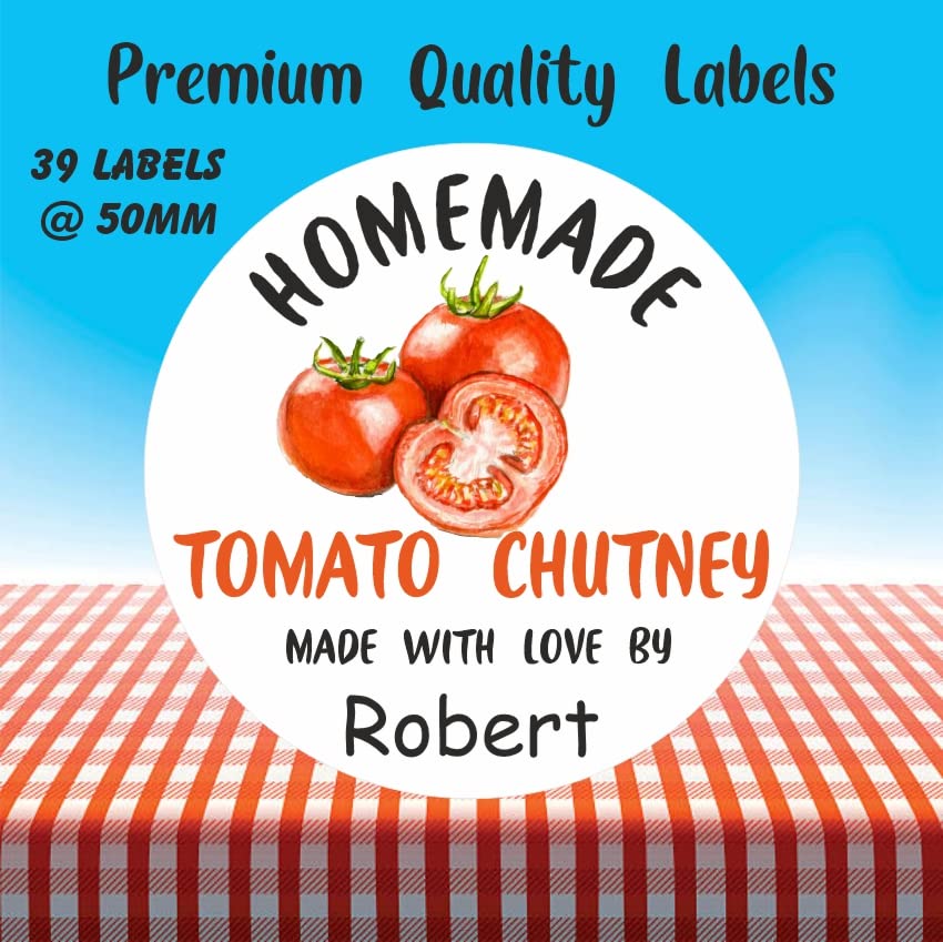 39 Personalised Tomato Chutney Jar Labels, Stickers