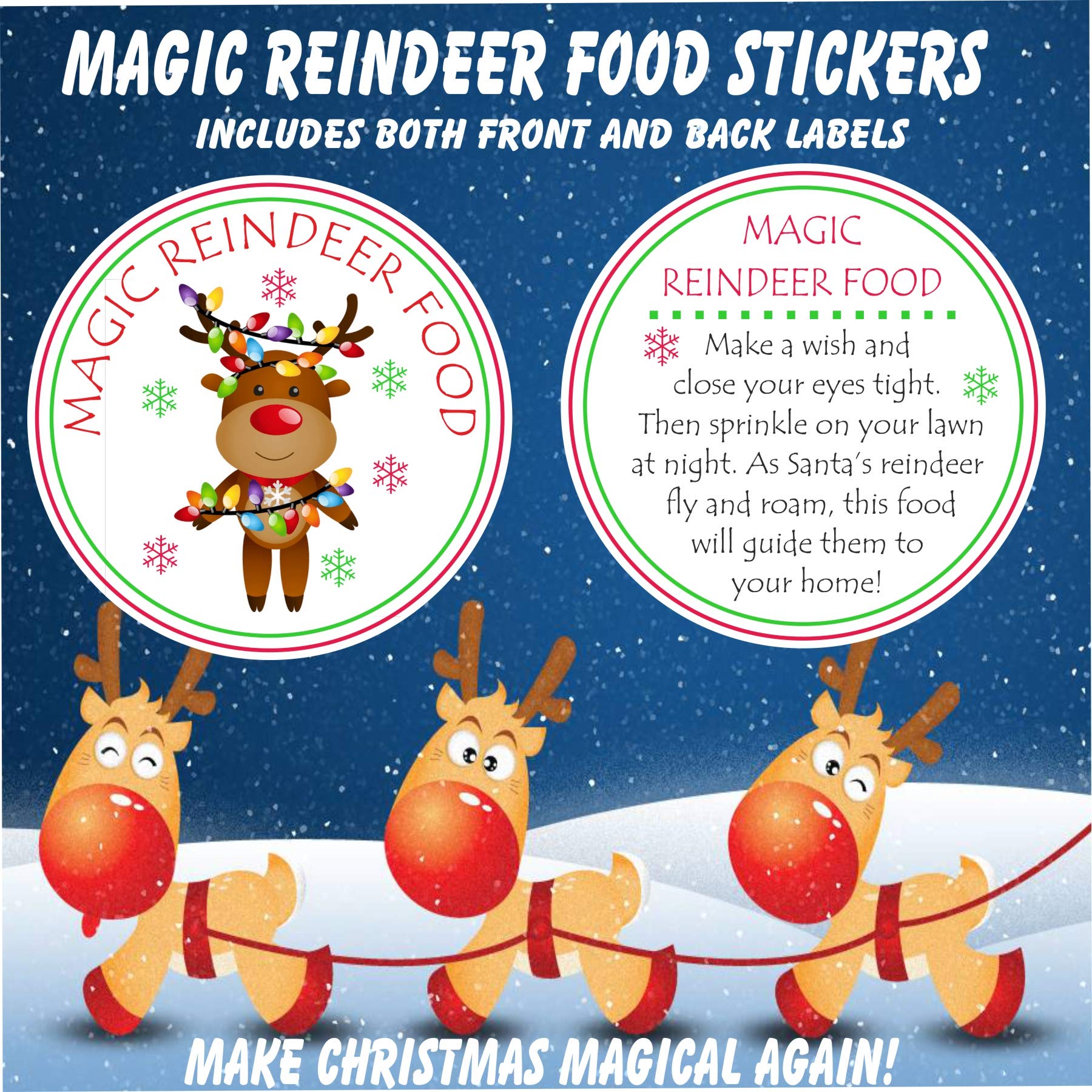 webstickers Magic Reindeer Food Christmas Stickers,Seals, Fund Raiser,School Fete 26 Sets