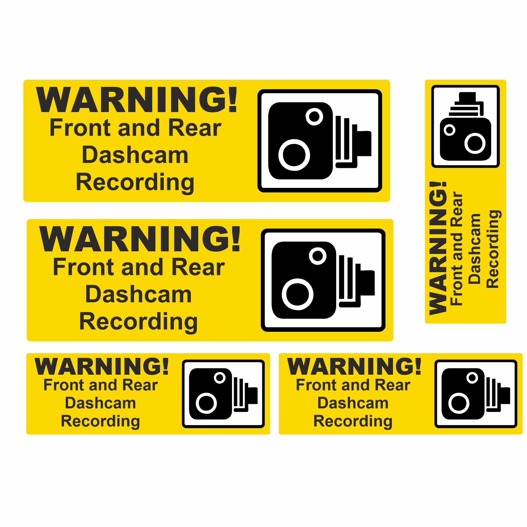 Dash Cam Warning set of 5 Large front and rear Stickers for Bus Truck Car Taxi Van