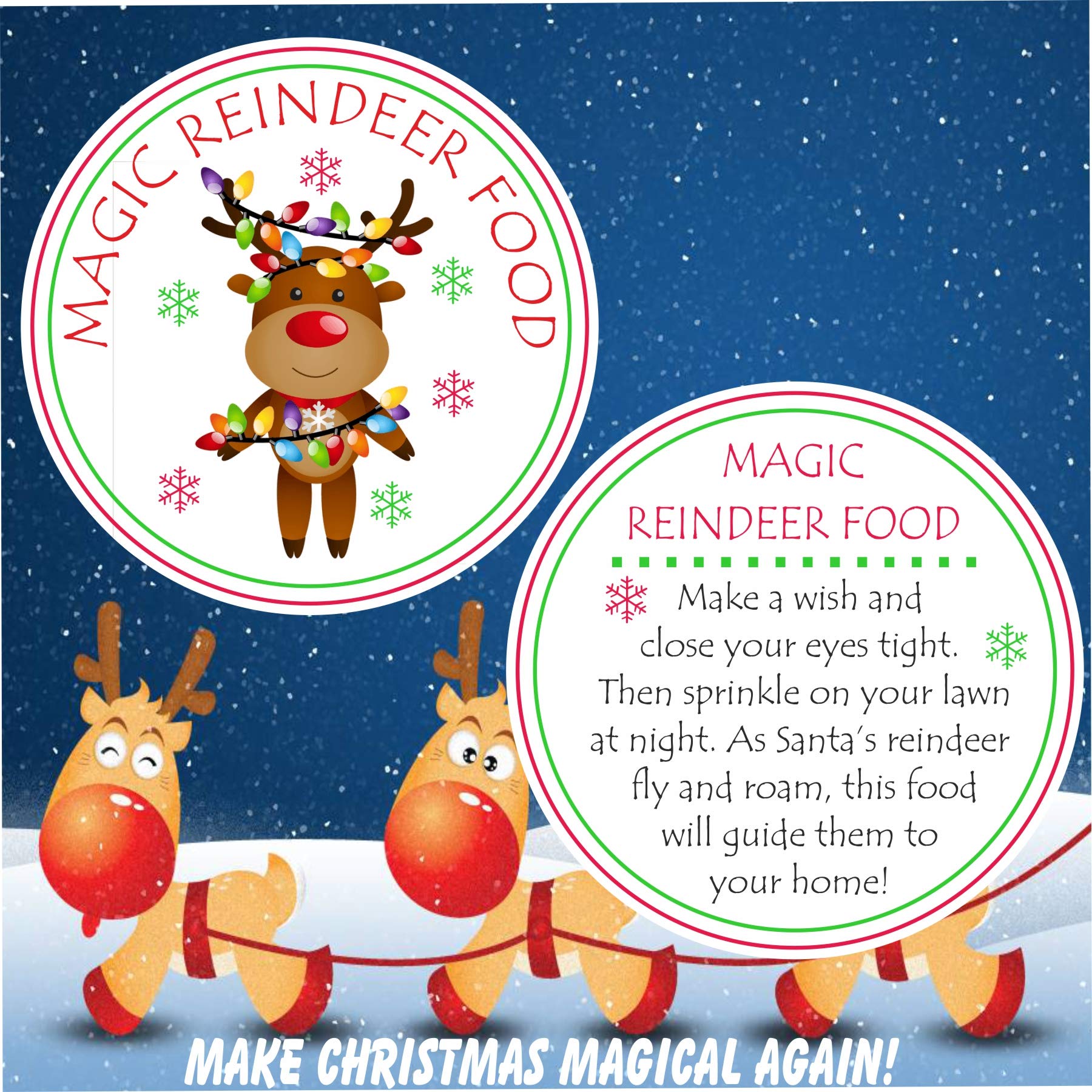 webstickers Magic Reindeer Food Christmas Stickers,Seals, Fund Raiser,School Fete 26 Sets