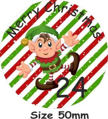 24 Elf Christmas Advent Calendar Stickers & 24 Paper Red Bags Boys or Girls