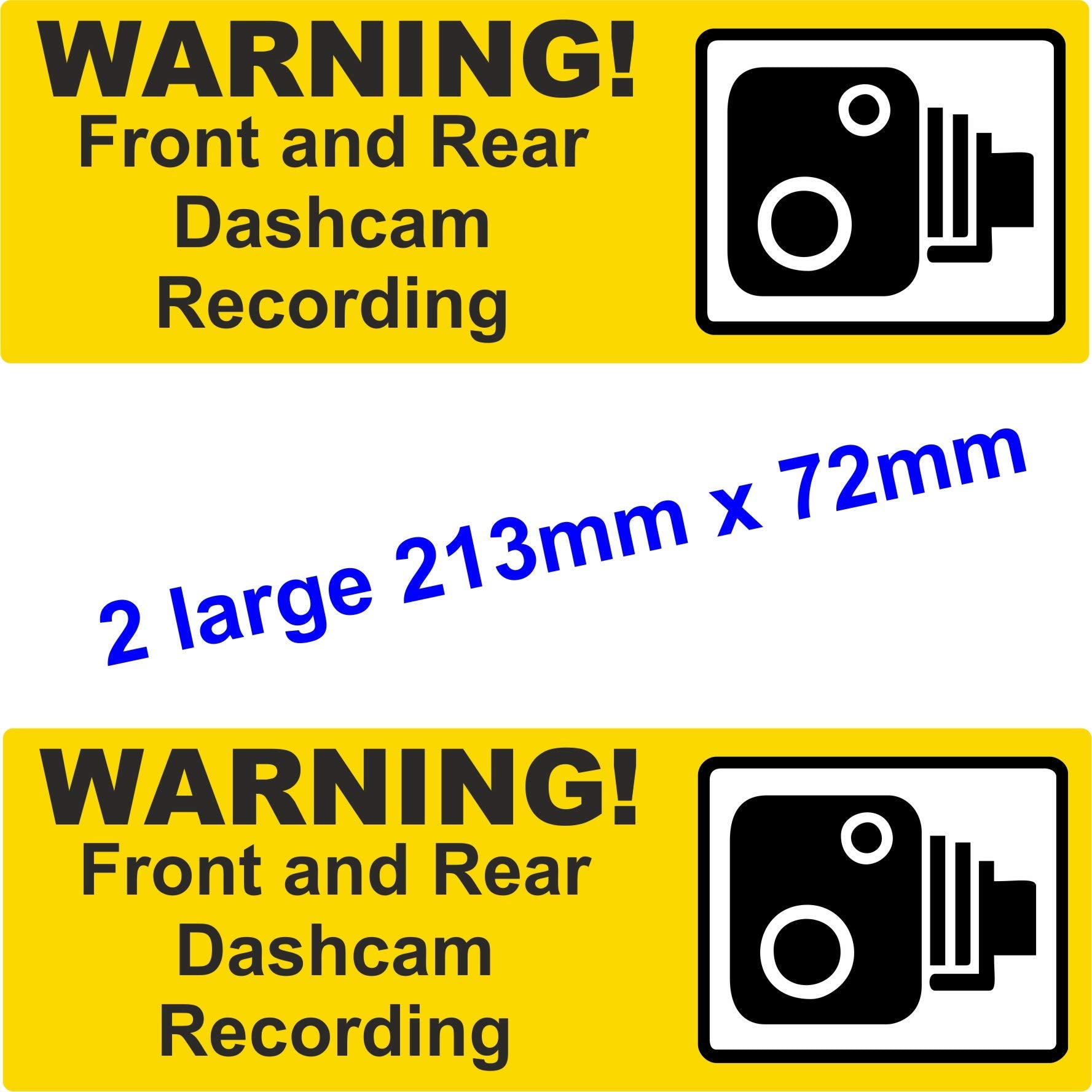 Dash Cam Warning set of 5 Large front and rear Stickers for Bus Truck Car Taxi Van