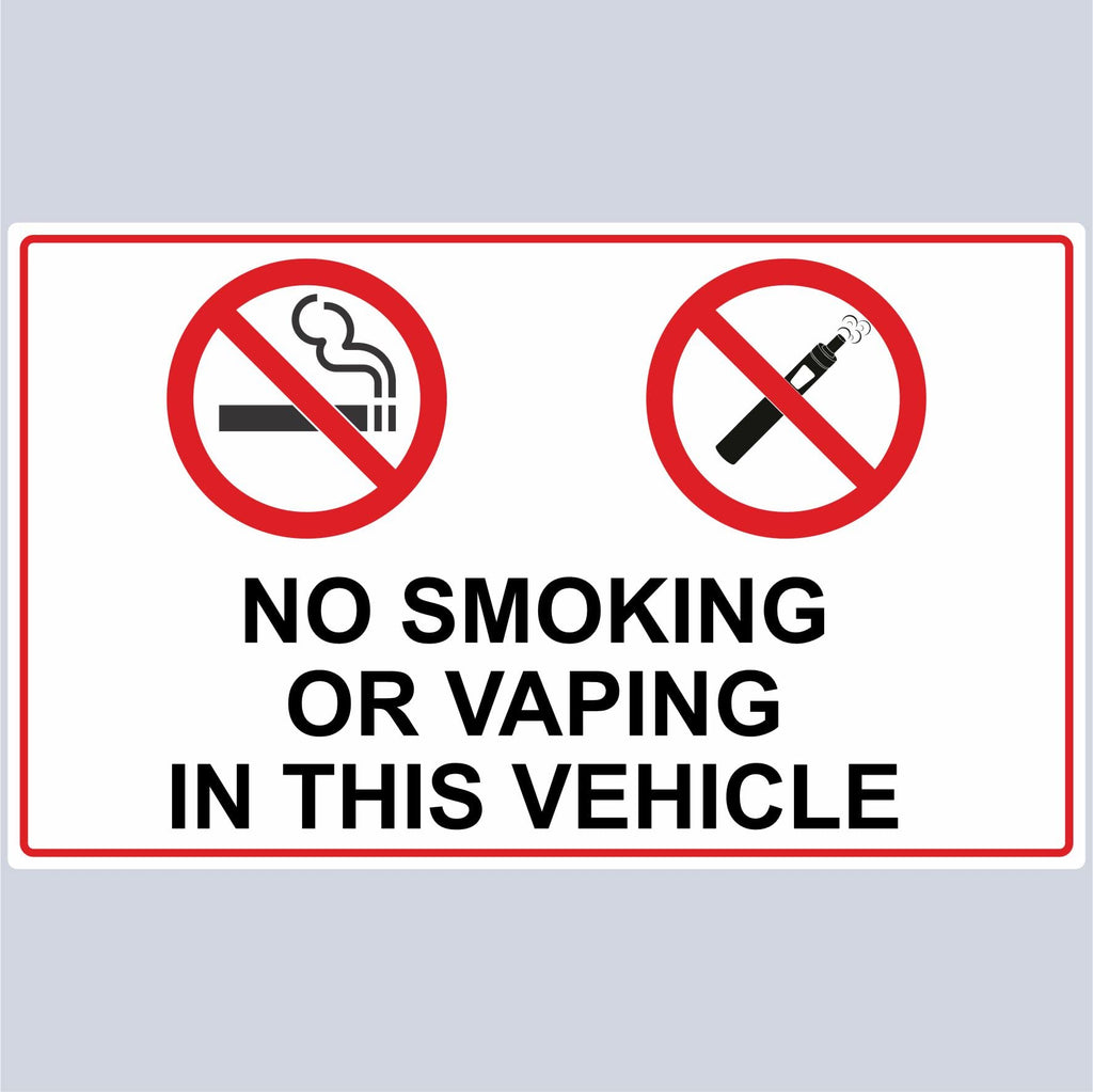 No Smoking or Vaping Vinyl Stickers Taxi's Minibus Cab Vans etc Set of 6