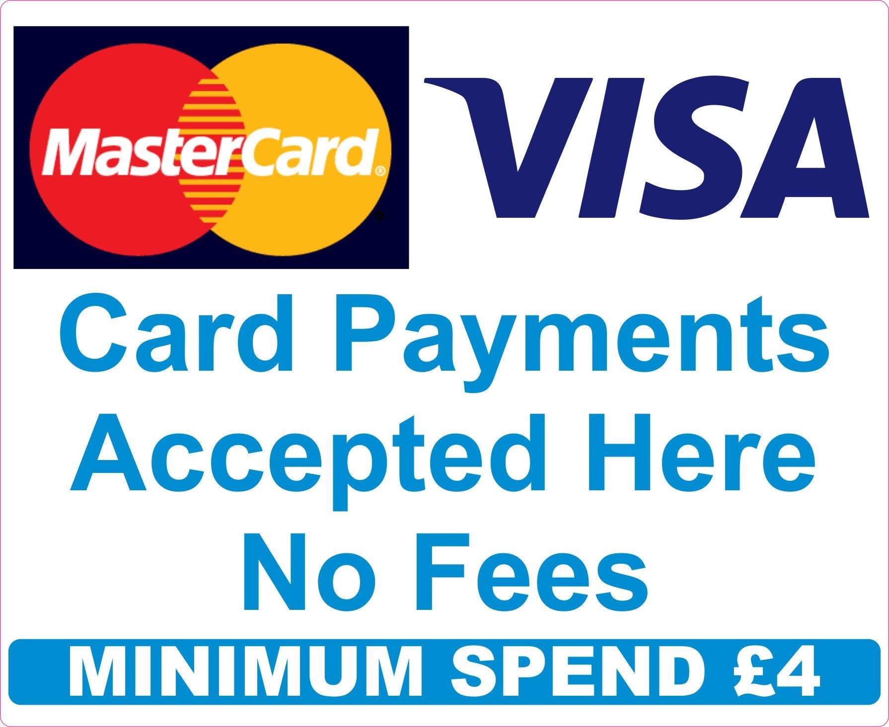 £4 Minimum spend Credit Card Mastercard Visa Payment Stickers x3 Shop Taxi ice cream van