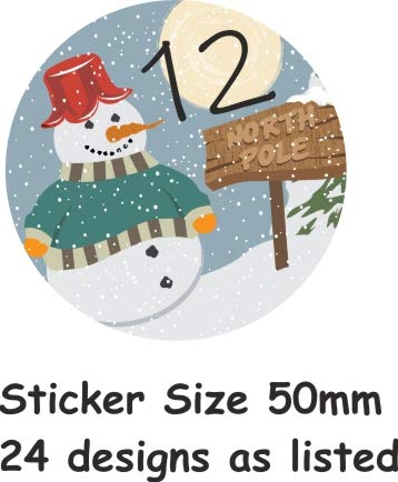 24 Advent Calendar Stickers Boys or Girls Countdown to Christmas