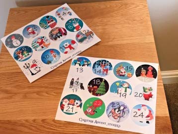 24 Advent Calendar Stickers Boys or Girls Countdown to Christmas