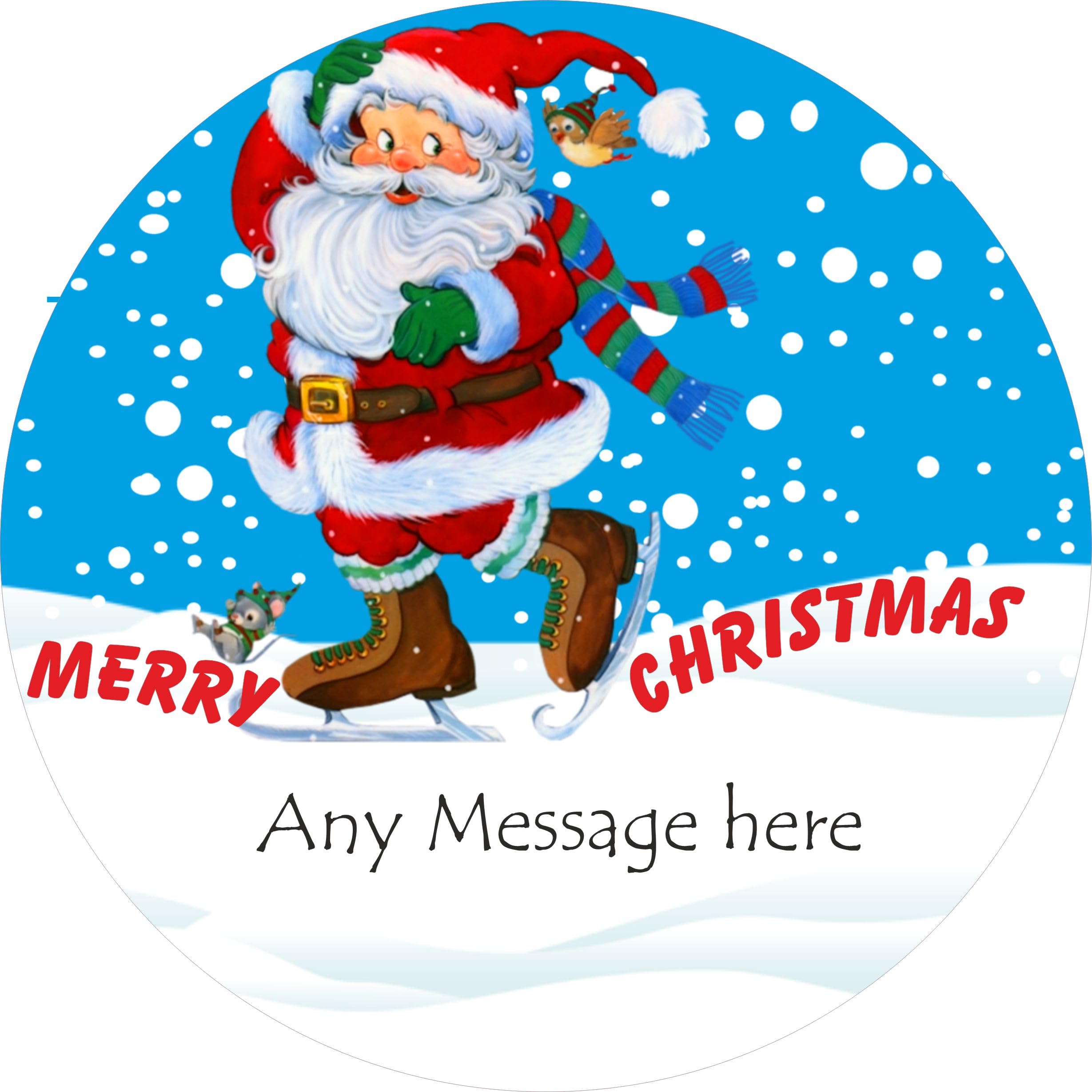 Father Christmas design label Personalised fits Roses Chocolate Tub Christmas chocolates gift idea