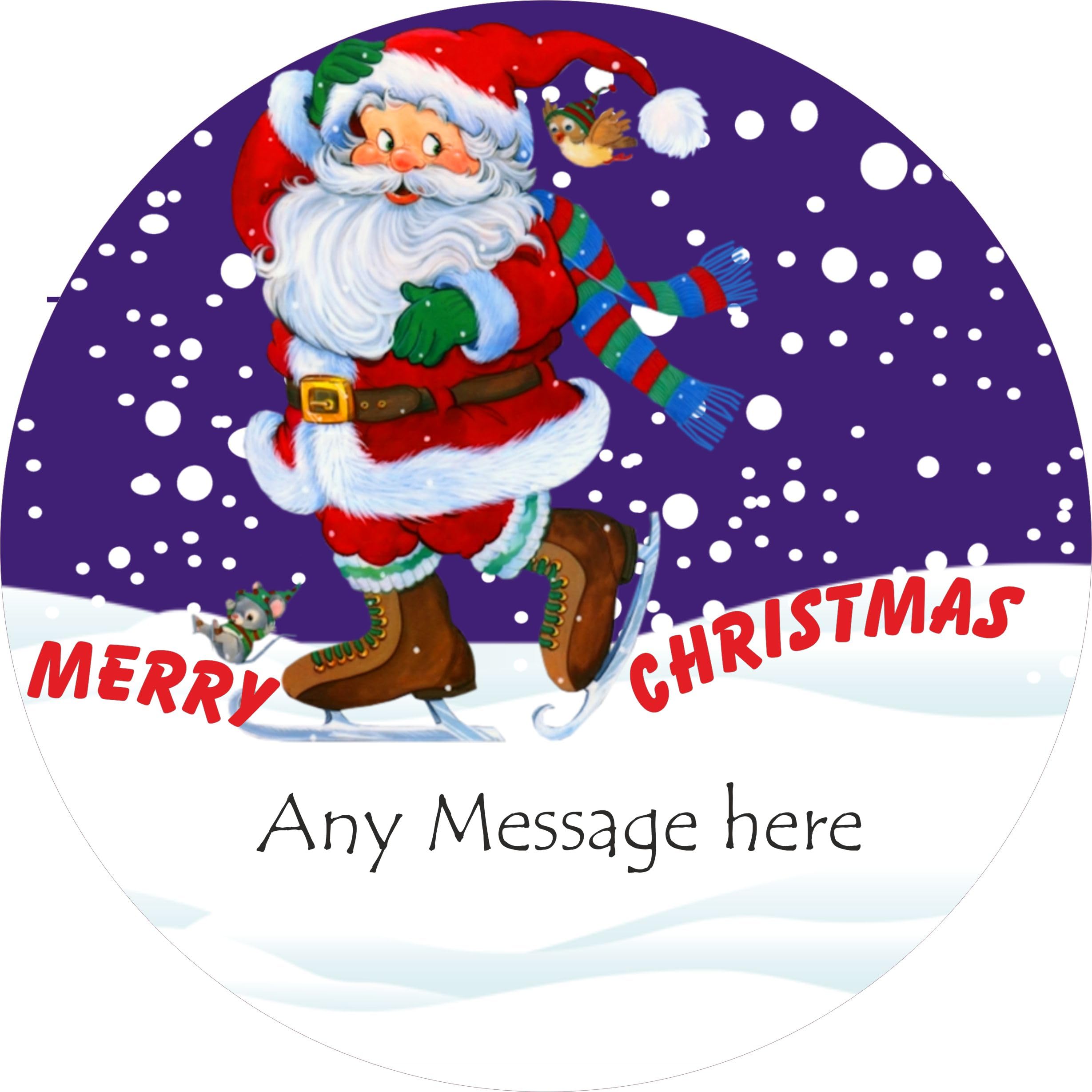 Personalised Father Christmas design label for Heroes Chocolate Tub Christmas chocolates gift idea