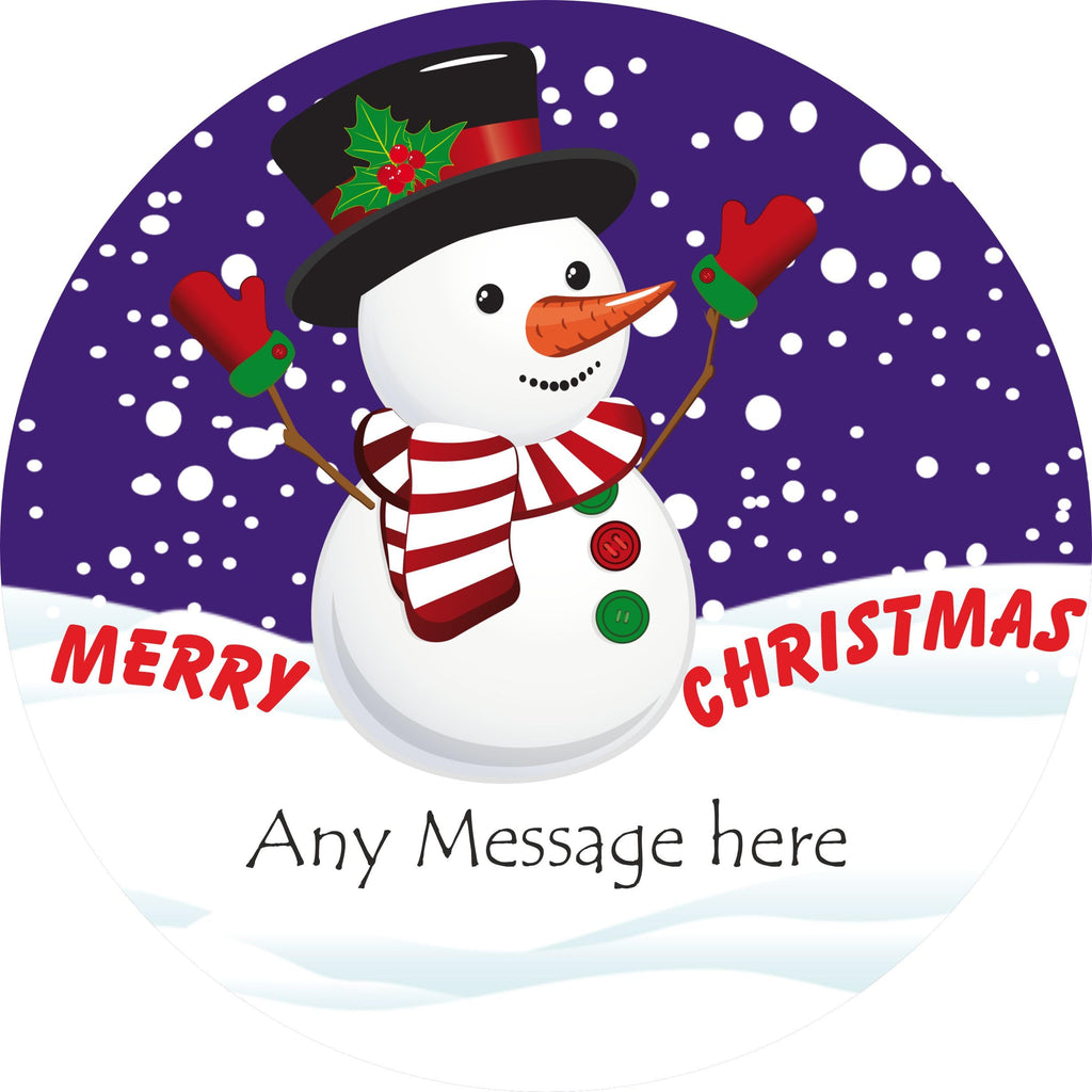 Personalised Snowman Design Christmas label for Heroes Chocolate Tub Christmas chocolates gift idea