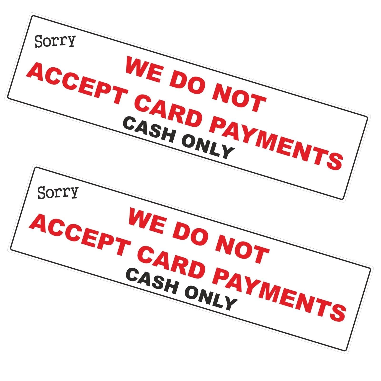 3 We Do Not Accept Card Payments Laminated Stickers Shop Taxi etc Corner Shop