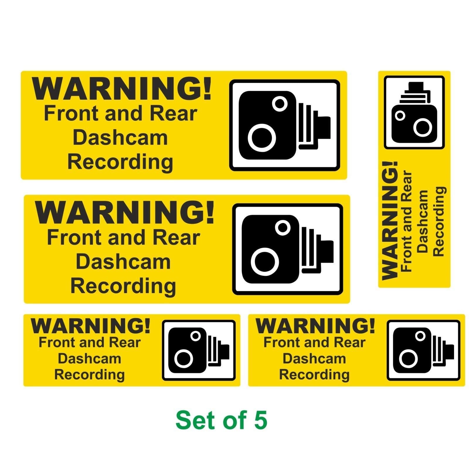 Dash Cam Recording Weatherproof Warning Stickers set of 5 Taxi Car Minibus Van etc dashcam