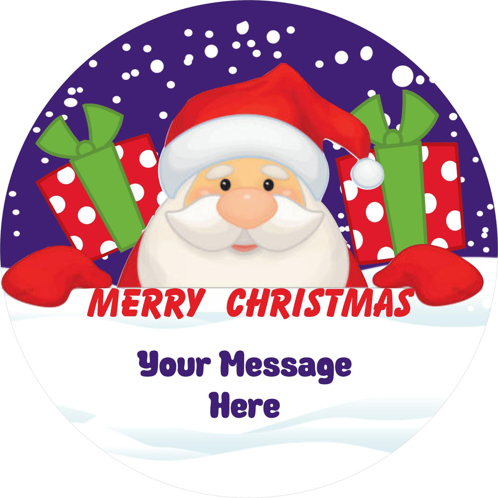 Personaliesed Santa Christmas label for Heroes Chocolate Tub Father Christmas gift idea