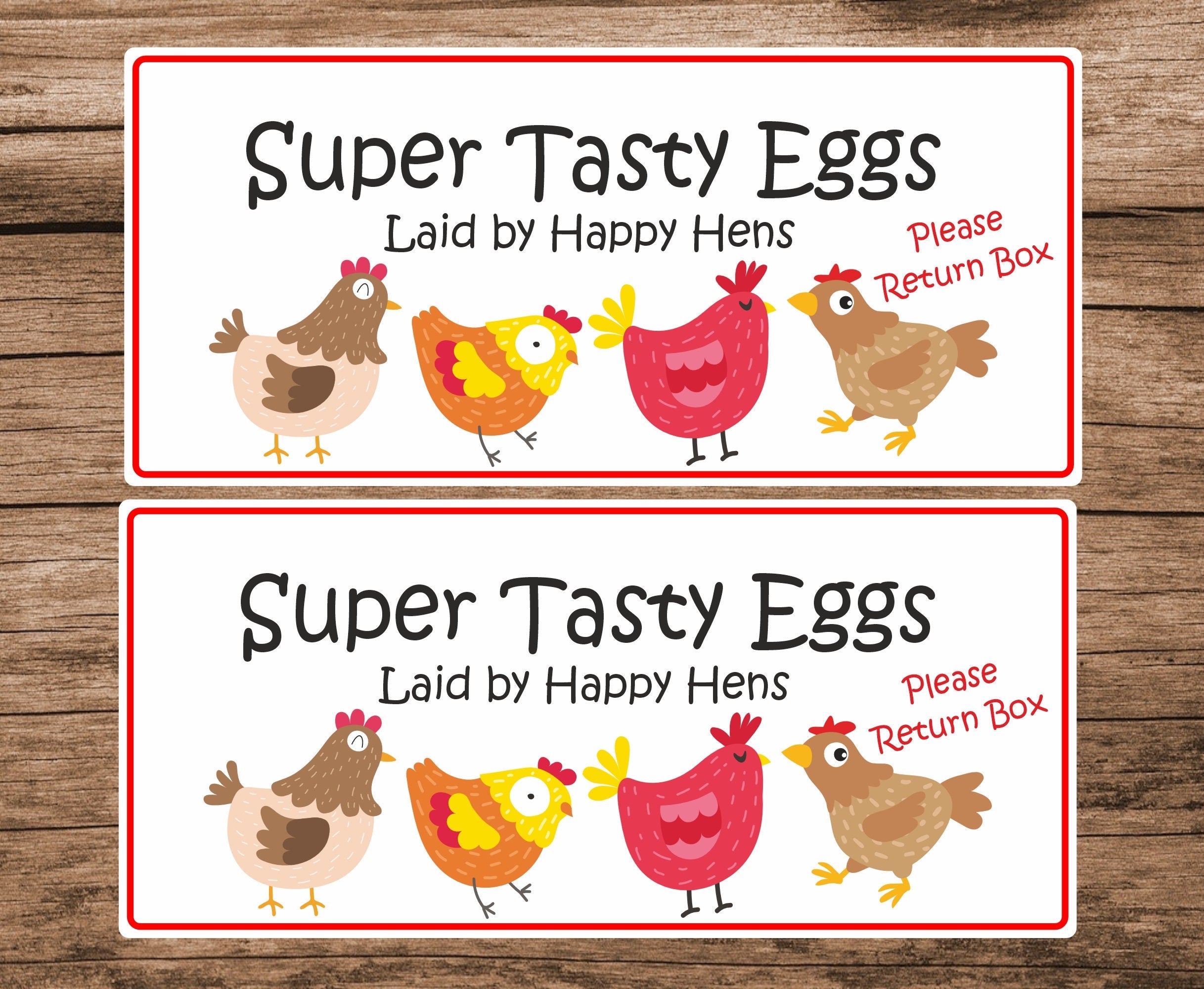 34 Super Tasty Eggs/ Egg box stickers/Labels Laid by Happy Hens, Please return egg box