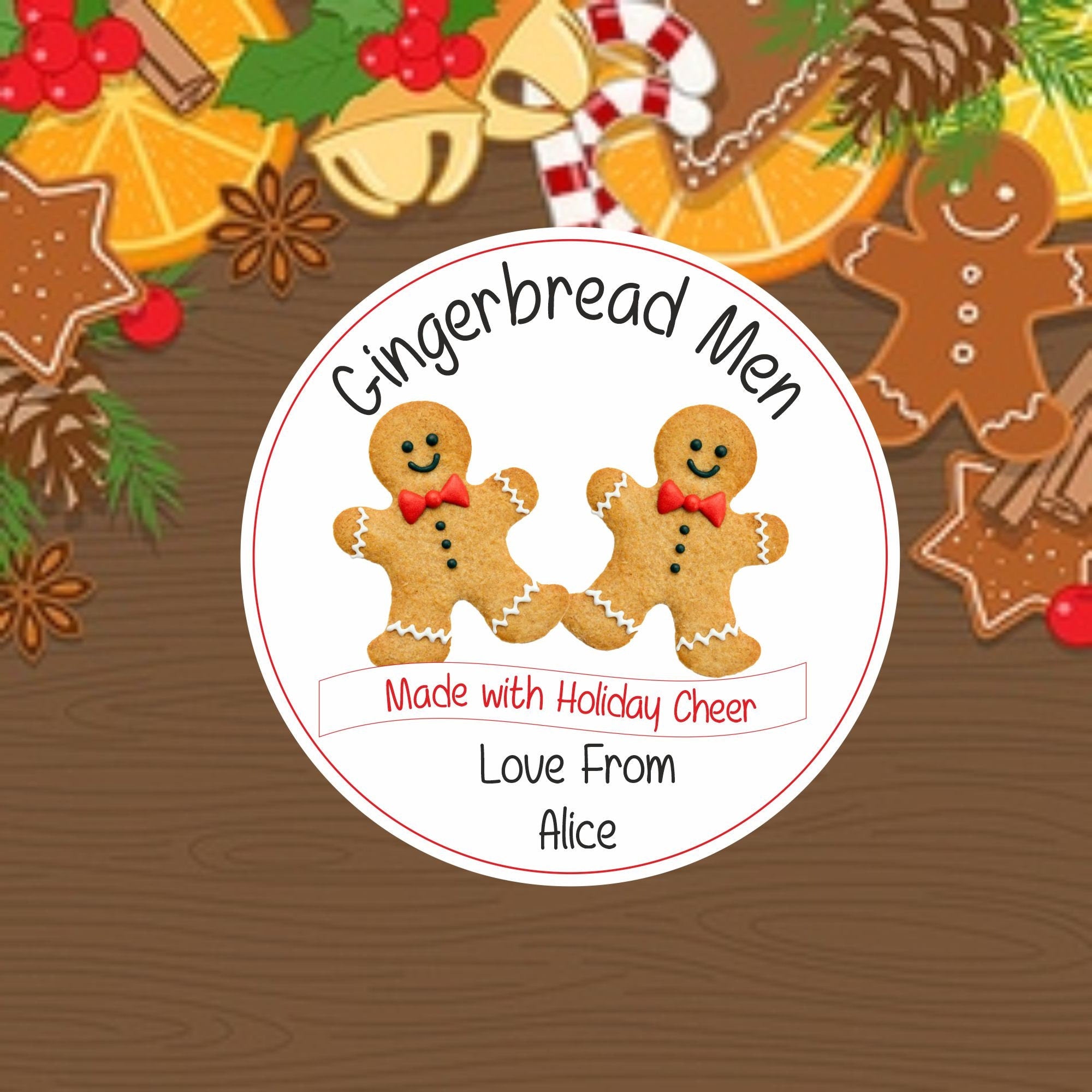 Personalised Gingerbread Men Christmas Stickers Gingerbread Man Design, Ideal for homemade gifts, baking etc
