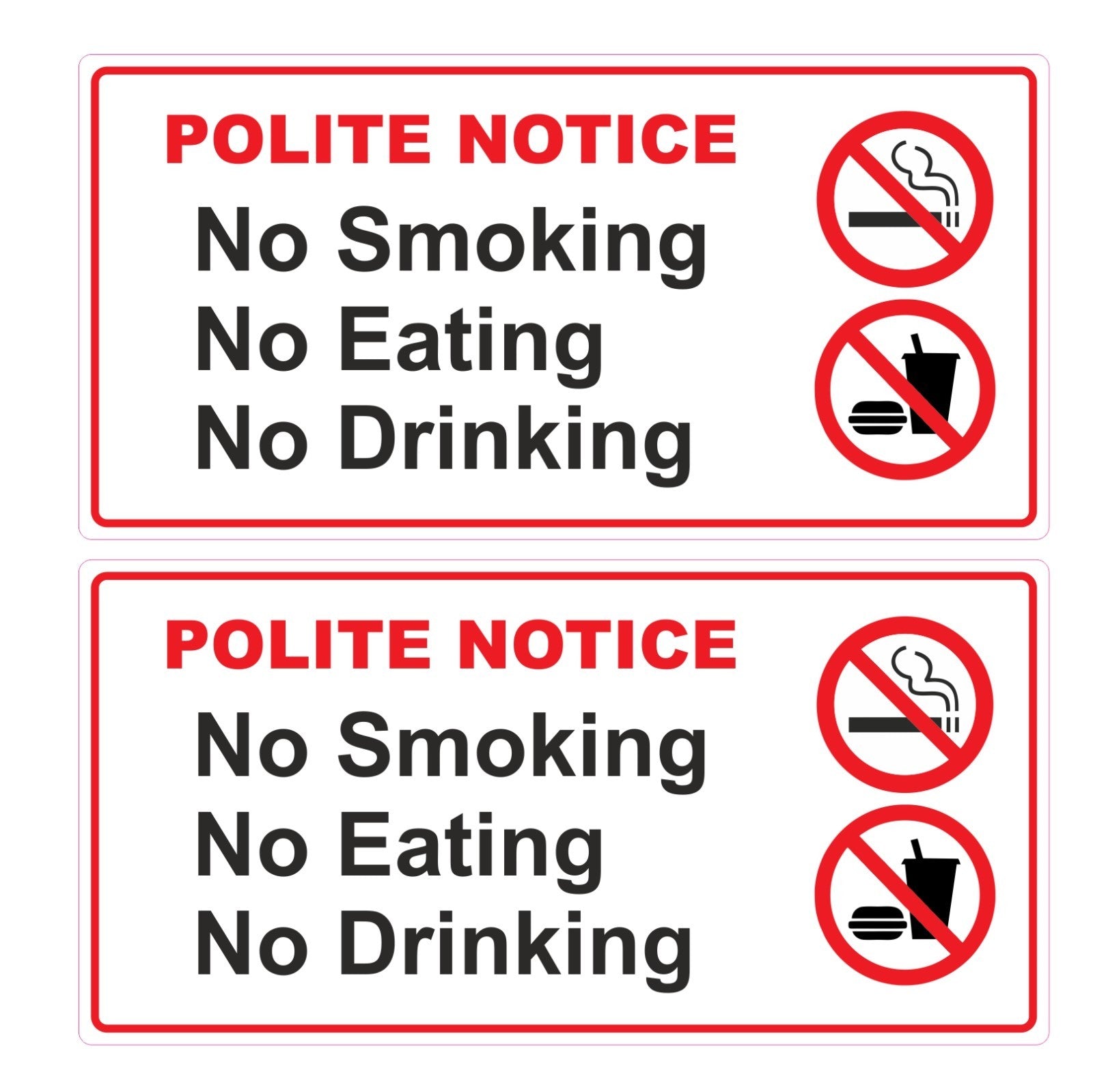 6 No Smoking Eating Drinking  Laminated  Vinyl  Stickers Taxi  Car Van  Hire etc
