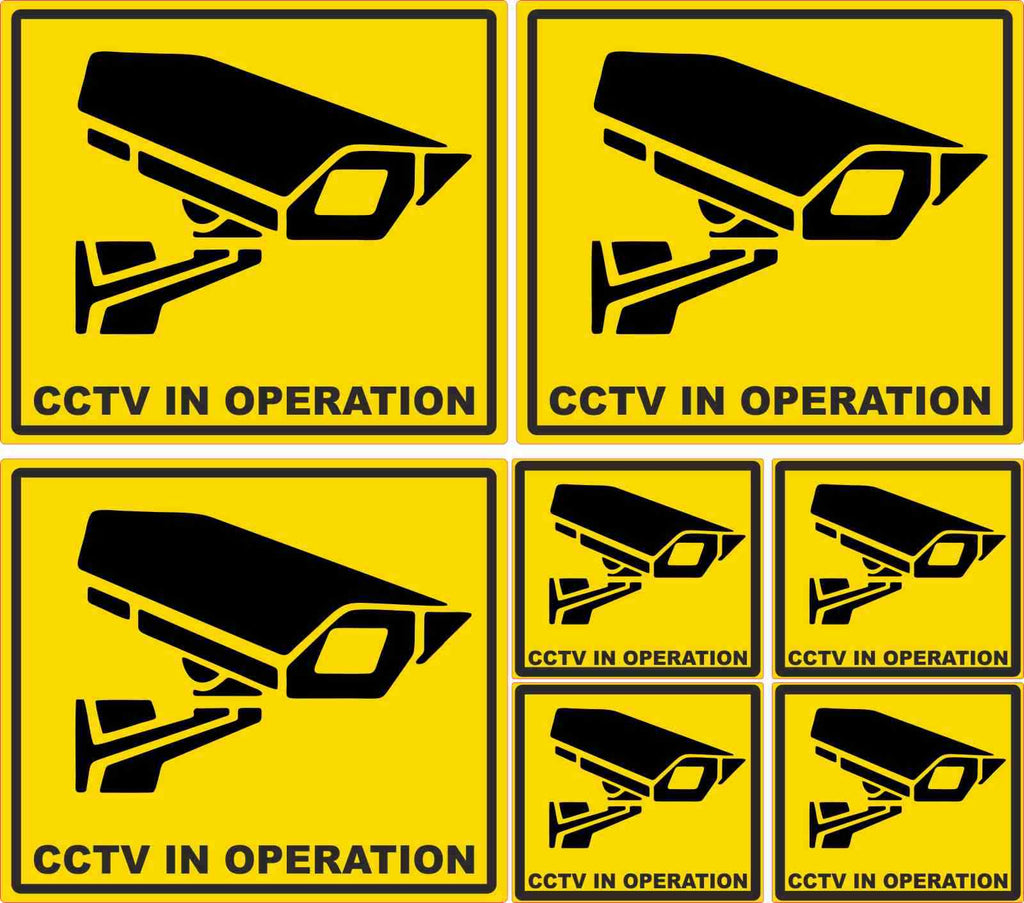 7 Security CCTV in Operation Warning Vinyl Stickers Laminated weatherproof Signs
