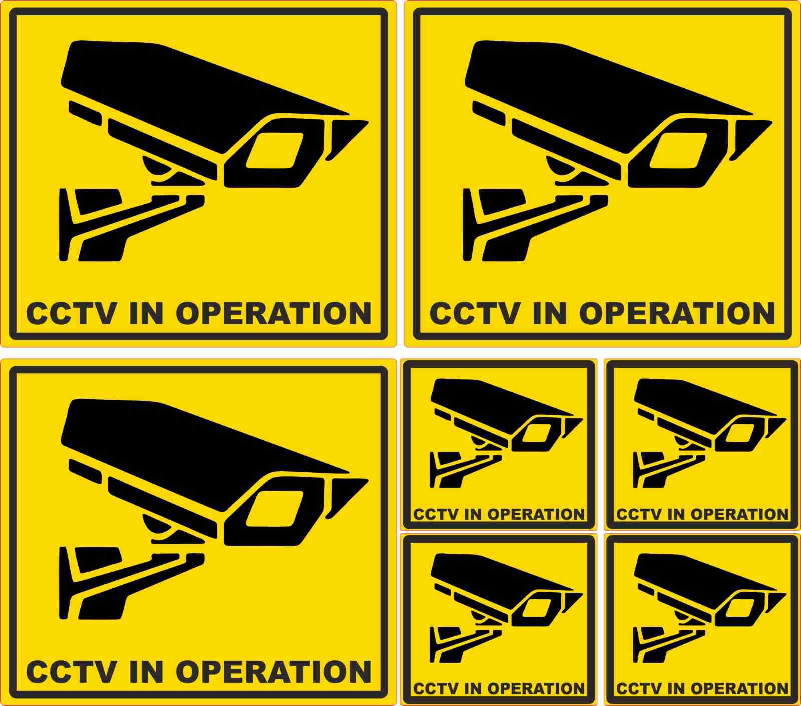 7 Security CCTV in Operation Warning Vinyl Stickers Laminated weatherproof Signs
