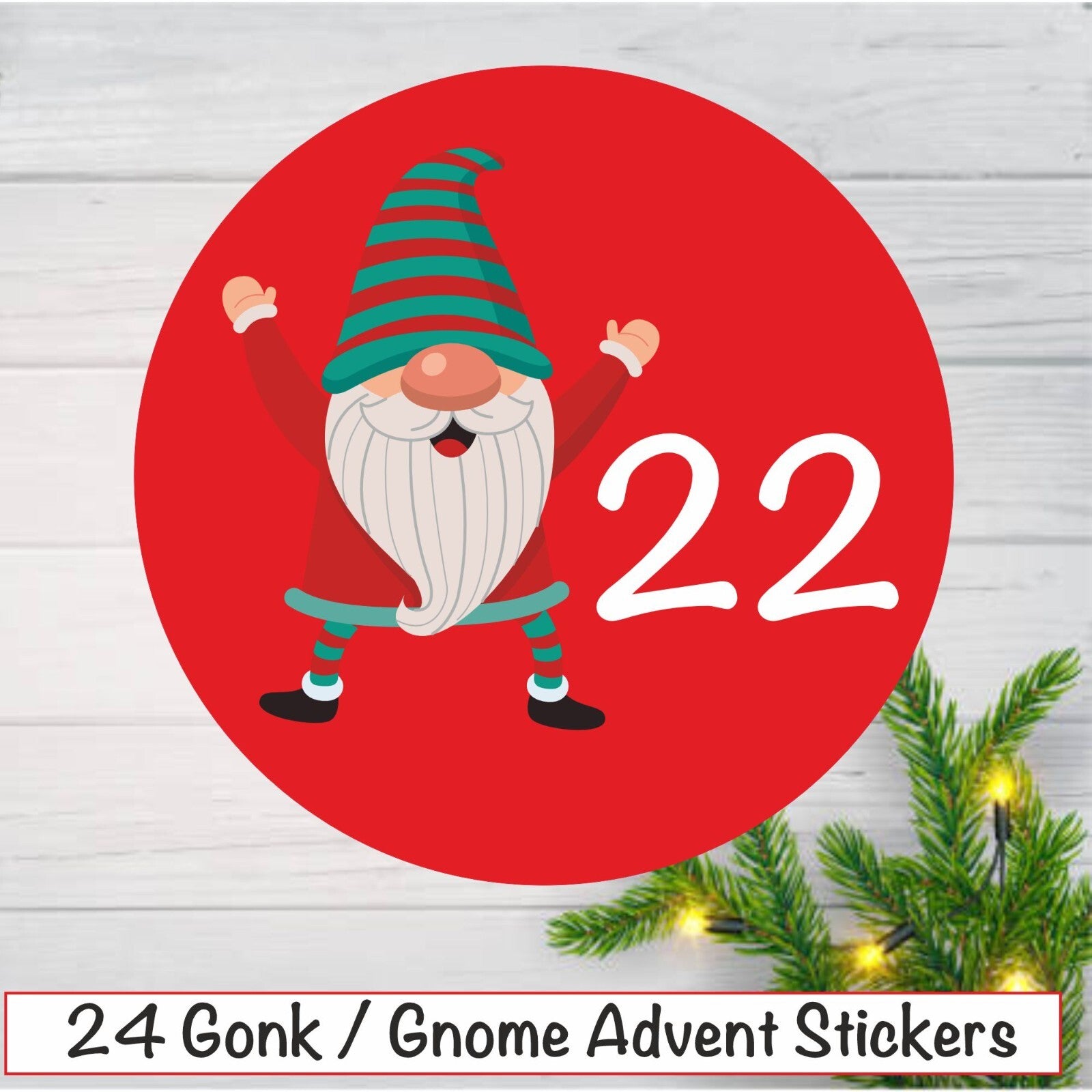 24 Gonk/Gnomes Christmas Advent Calendar Stickers for  Boys or Girls