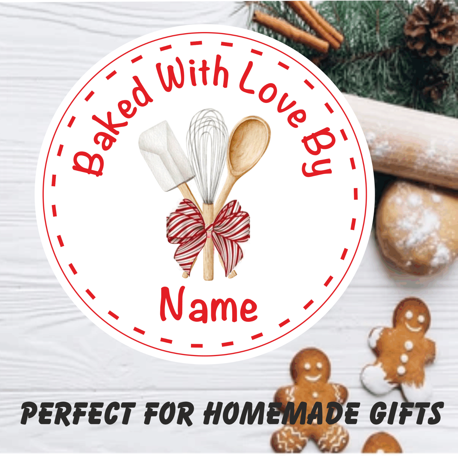 Personalised Baking Stickers Gift labels ANY NAME Candy Bow cake box cupcakes