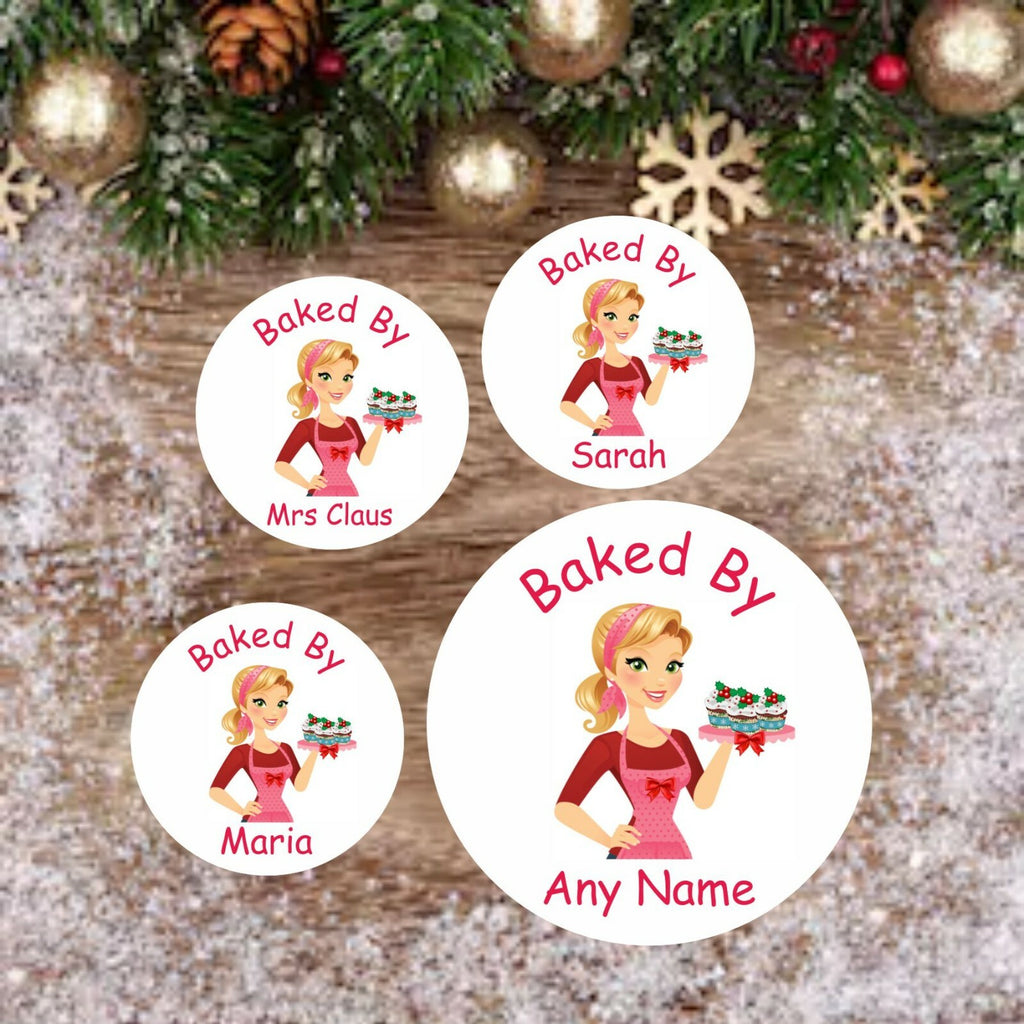 48 Personalised Christmas Baking Stickers labels ,cakes, cake box cupcakes etc