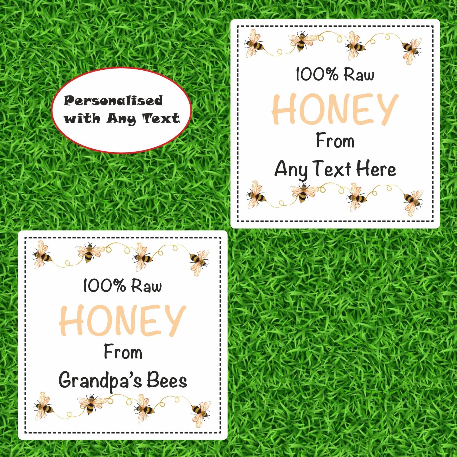 Personalised 100% Raw Honey Jar Labels Stickers Craft fair, Farmers Market,gift