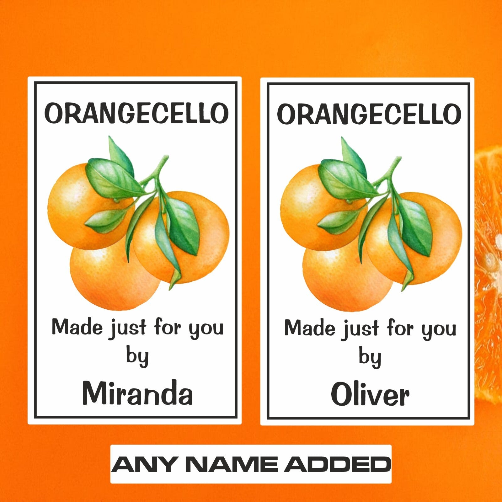 8 Personalised Orangecello Bottle Labels, Sticker gift, Party Gift, Birthday