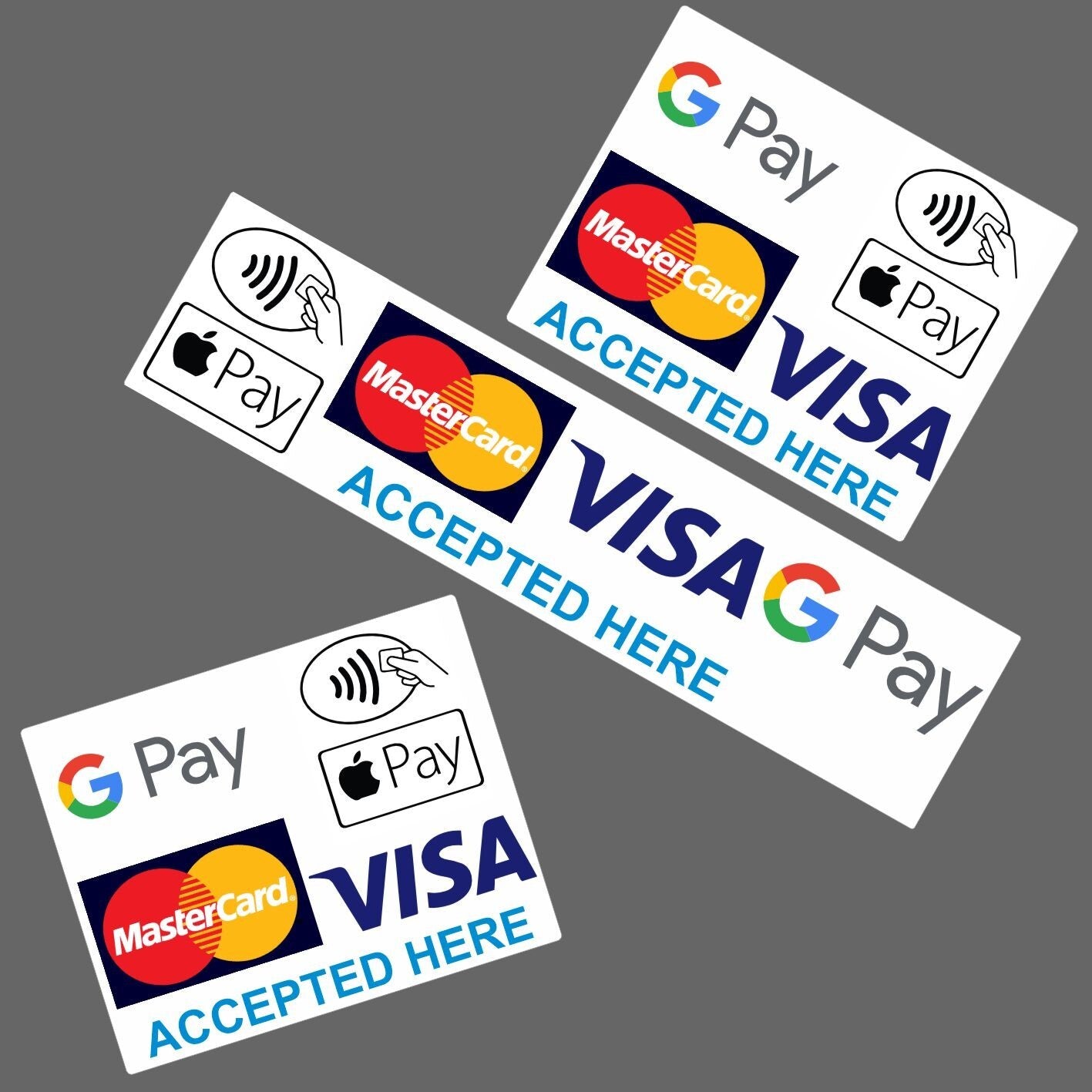 Contactless Card Payments Accepted - Set of 3 for Shops, Taxis mobile catering