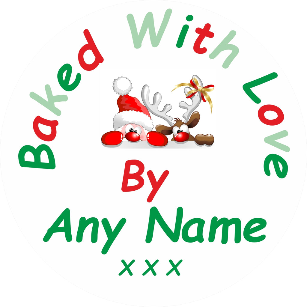 33 Personalised Baked With Love Christmas Stickers, Labels, Seals ANY NAME ADDED