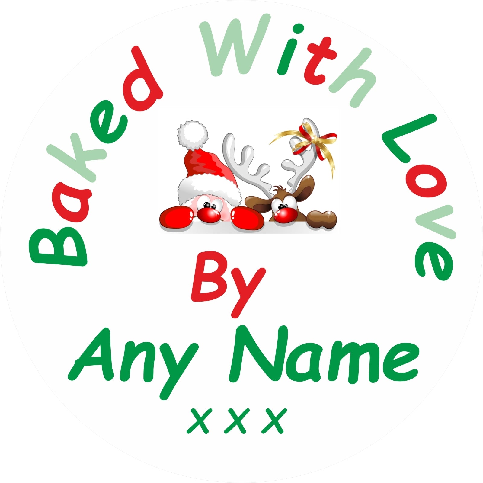 33 Personalised Baked With Love Christmas Stickers, Labels, Seals ANY NAME ADDED