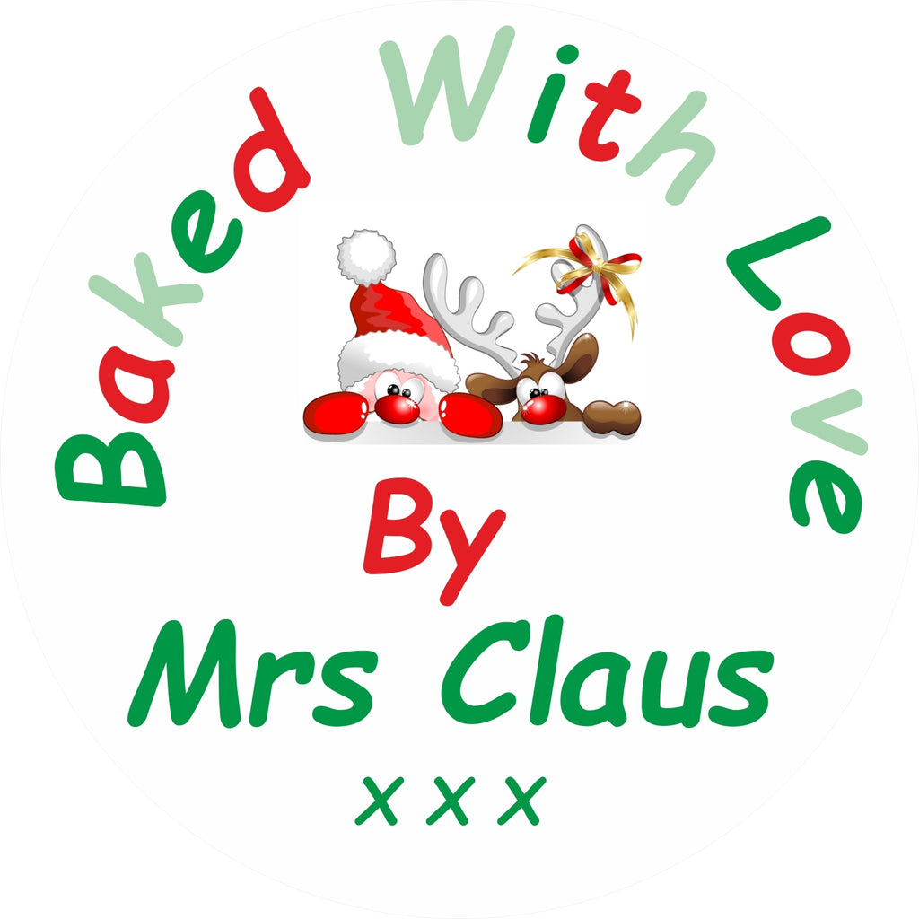 33 Personalised Baked With Love Christmas Stickers, Labels, Seals ANY NAME ADDED