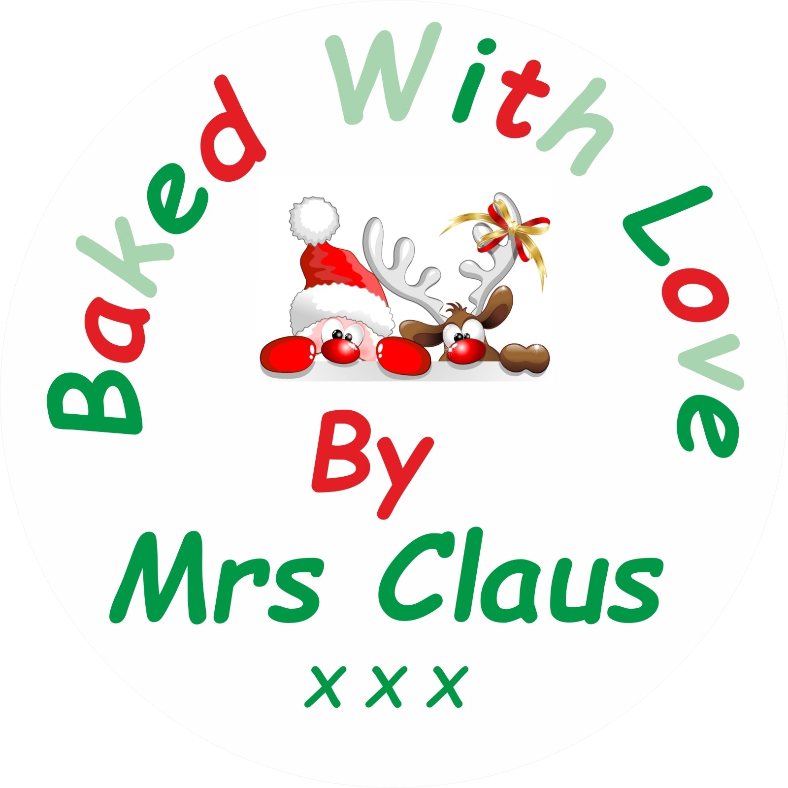 33 Personalised Baked With Love Christmas Stickers, Labels, Seals ANY NAME ADDED