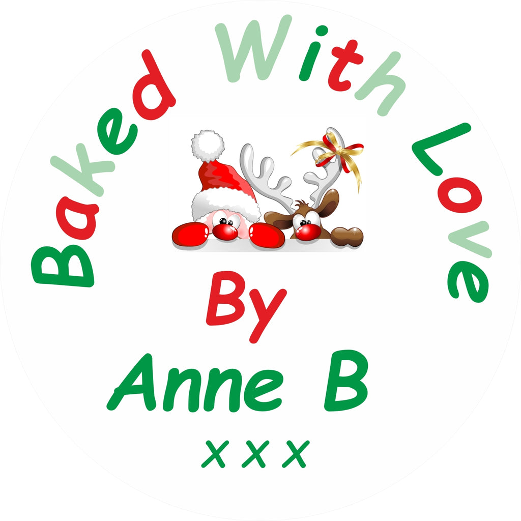 33 Personalised Baked With Love Christmas Stickers, Labels, Seals ANY NAME ADDED