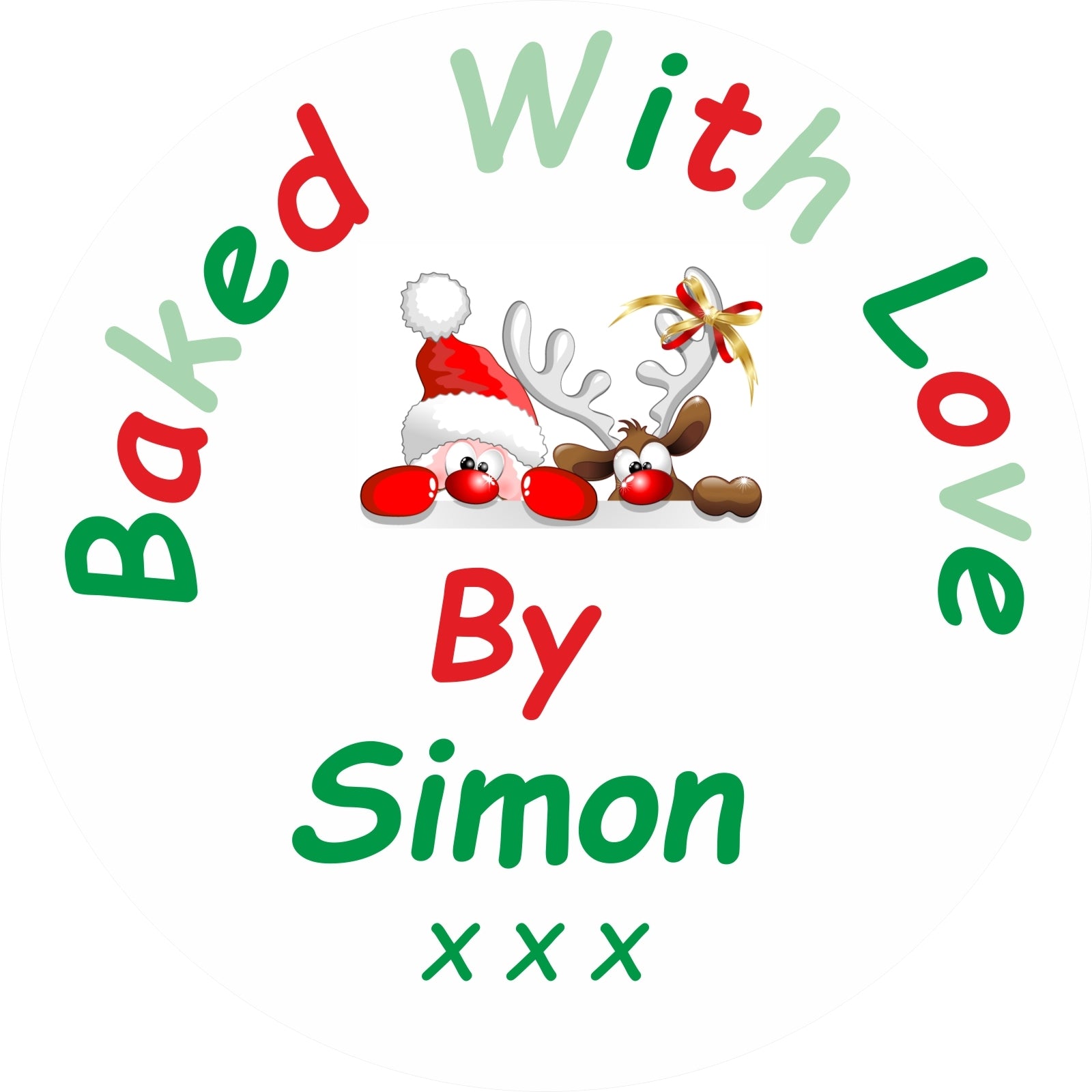 33 Personalised Baked With Love Christmas Stickers, Labels, Seals ANY NAME ADDED