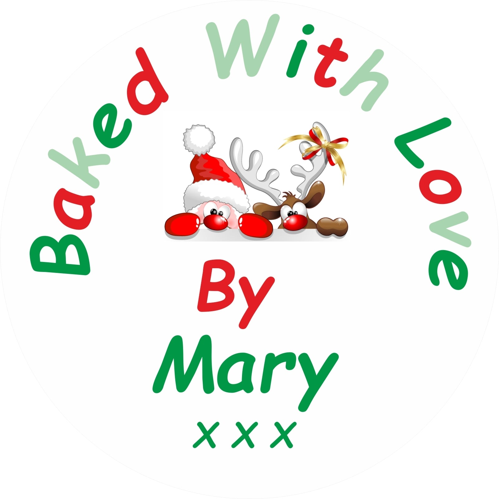 33 Personalised Baked With Love Christmas Stickers, Labels, Seals ANY NAME ADDED