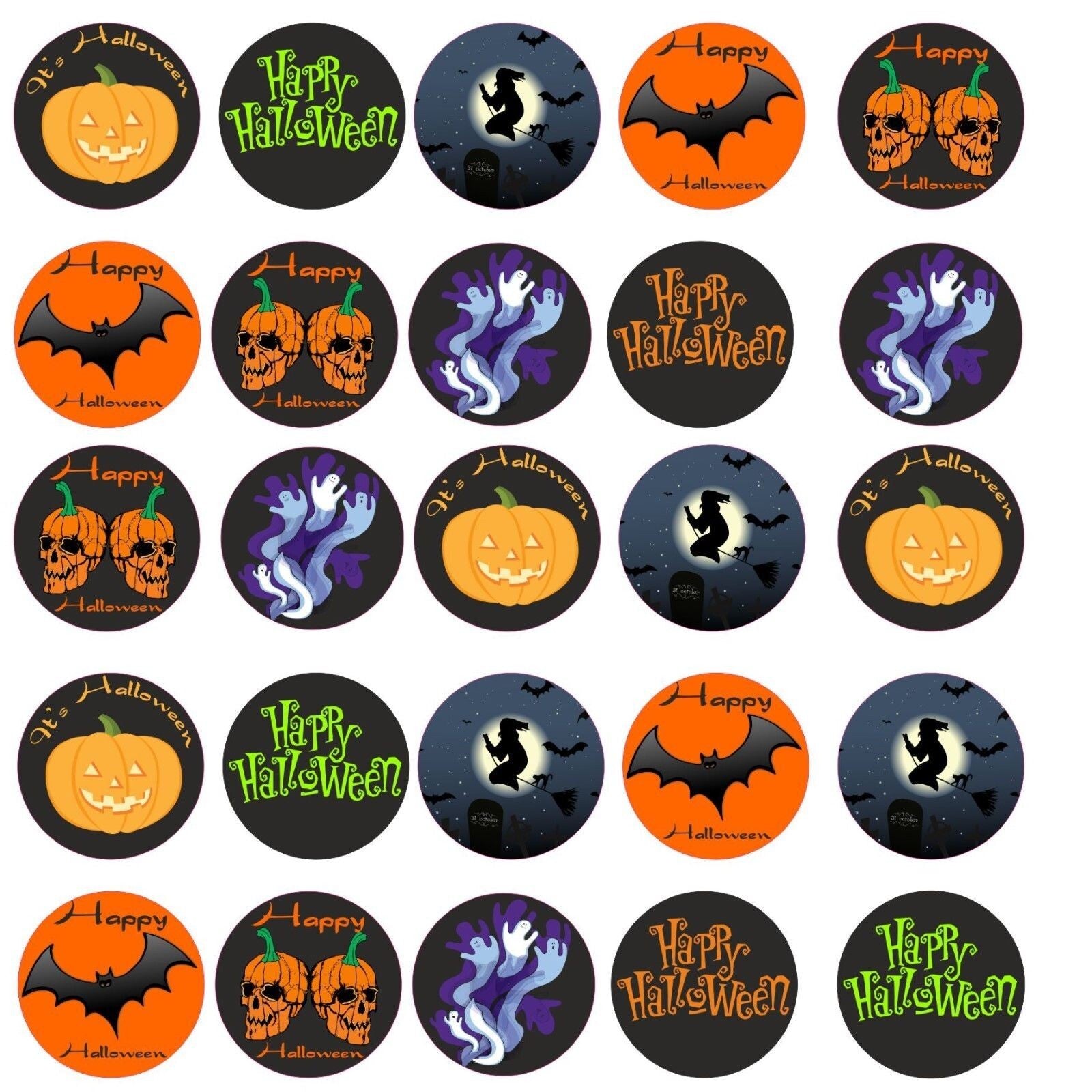 TRICK OR TREAT HALLOWEEN  26 ORANGE STRIPED PARTY BAGS & 26 STICKERS PER SET