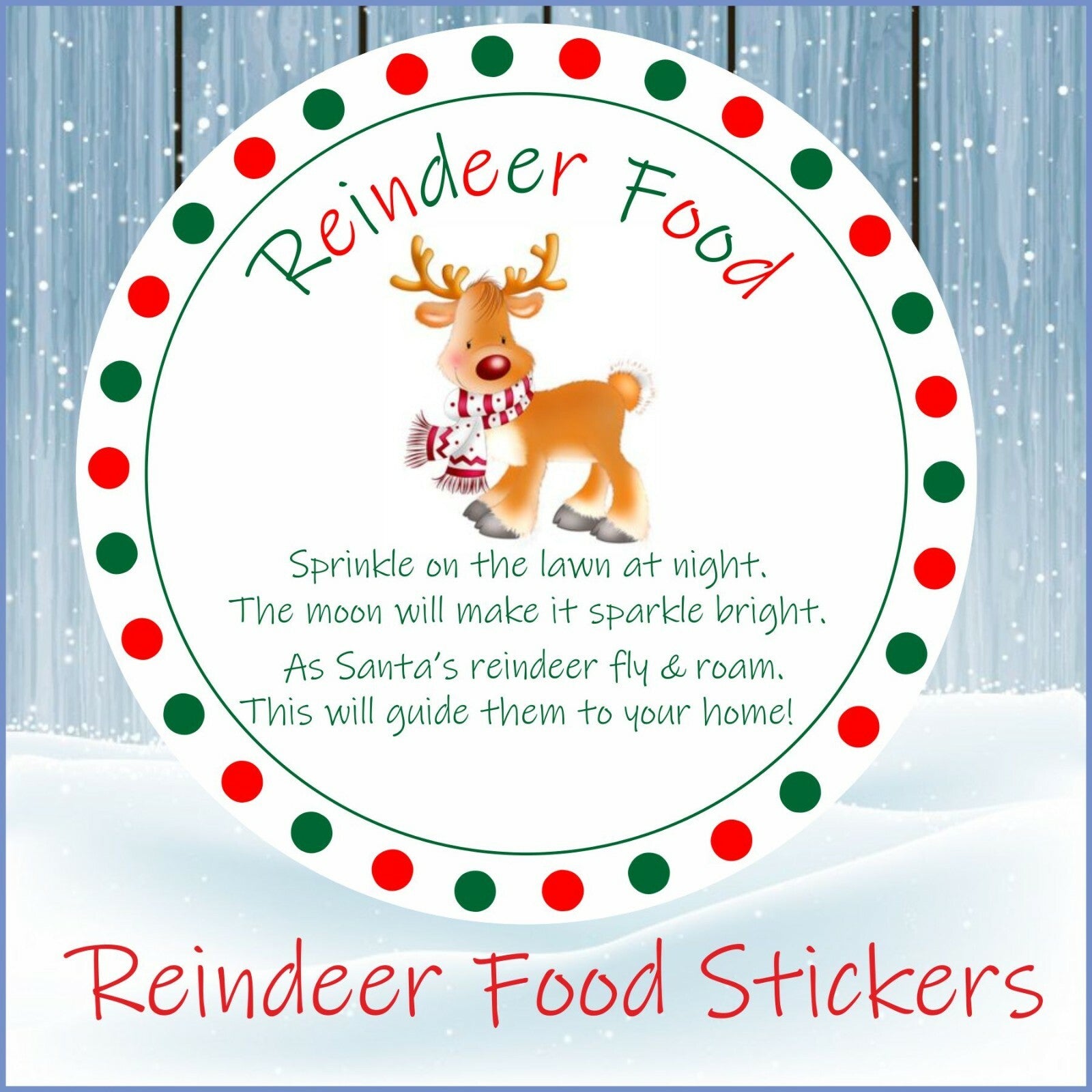 33 Reindeer Food Christmas Stickers, Labels, Seals, School Fundraiser, Cones