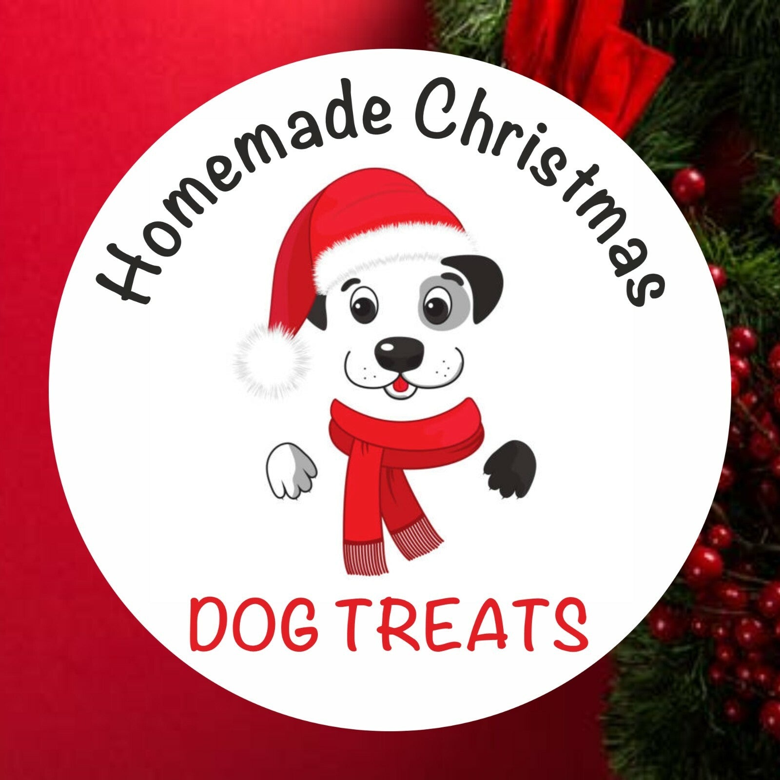 48 Christmas Dog Treat Baking Stickers Bags, Gifts, Jars, Boxes