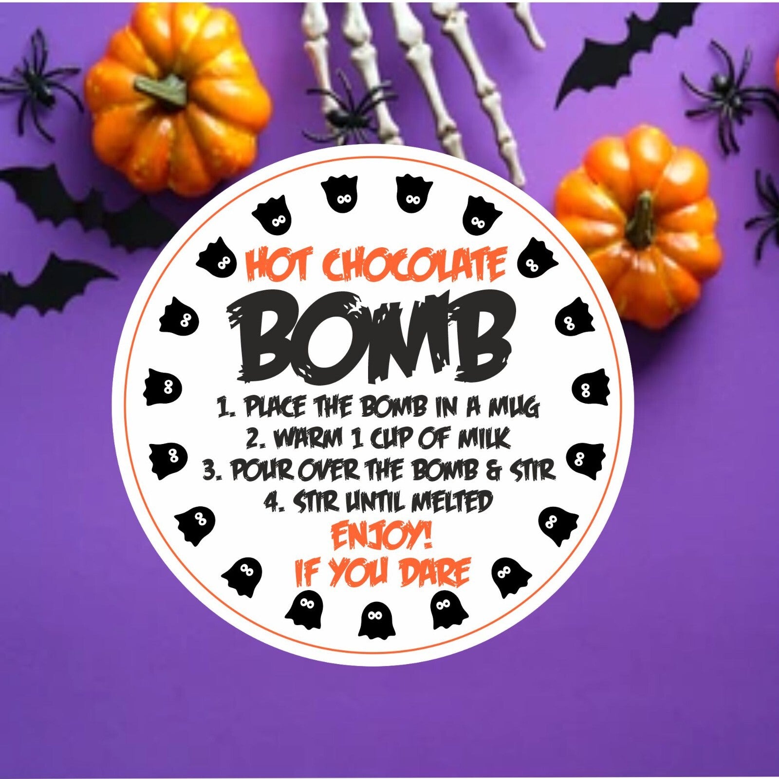 Hot Chocolate Bomb Stickers, Labels perfect for Halloween Baking, Chocolate