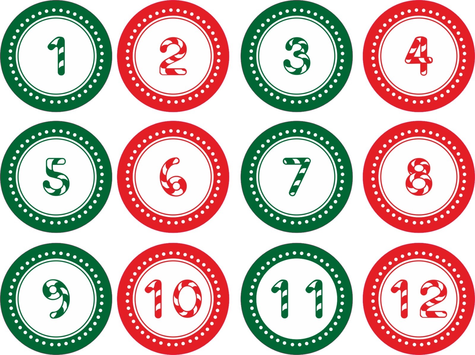 24 Advent Calendar Stickers & 24 Red Striped Bags for  Boys or Girls Christmas