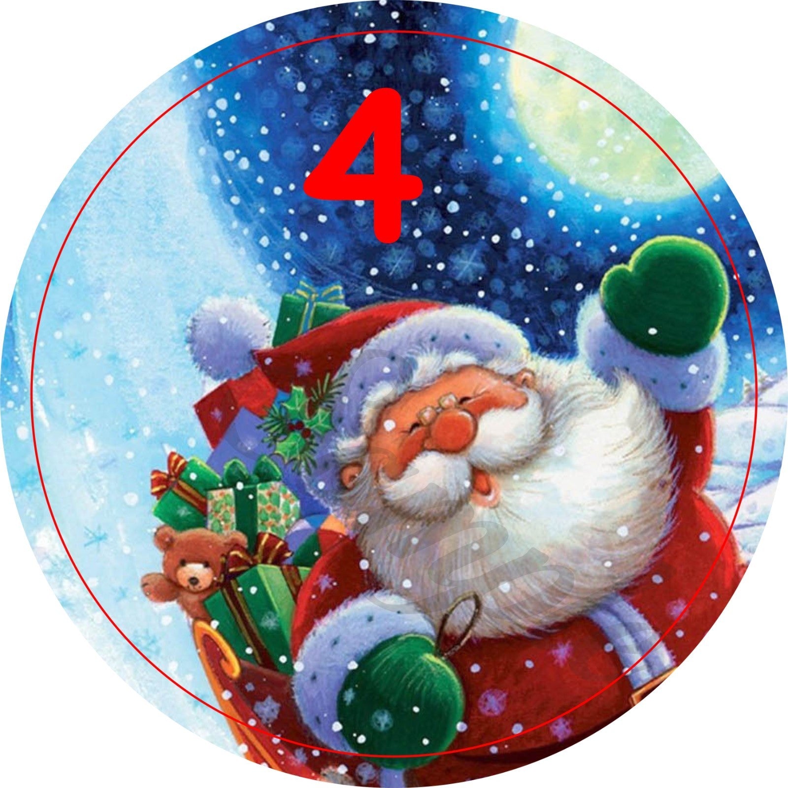 24 Father Christmas Advent Calendar Stickers & 24 Red Striped Bags For All Ages